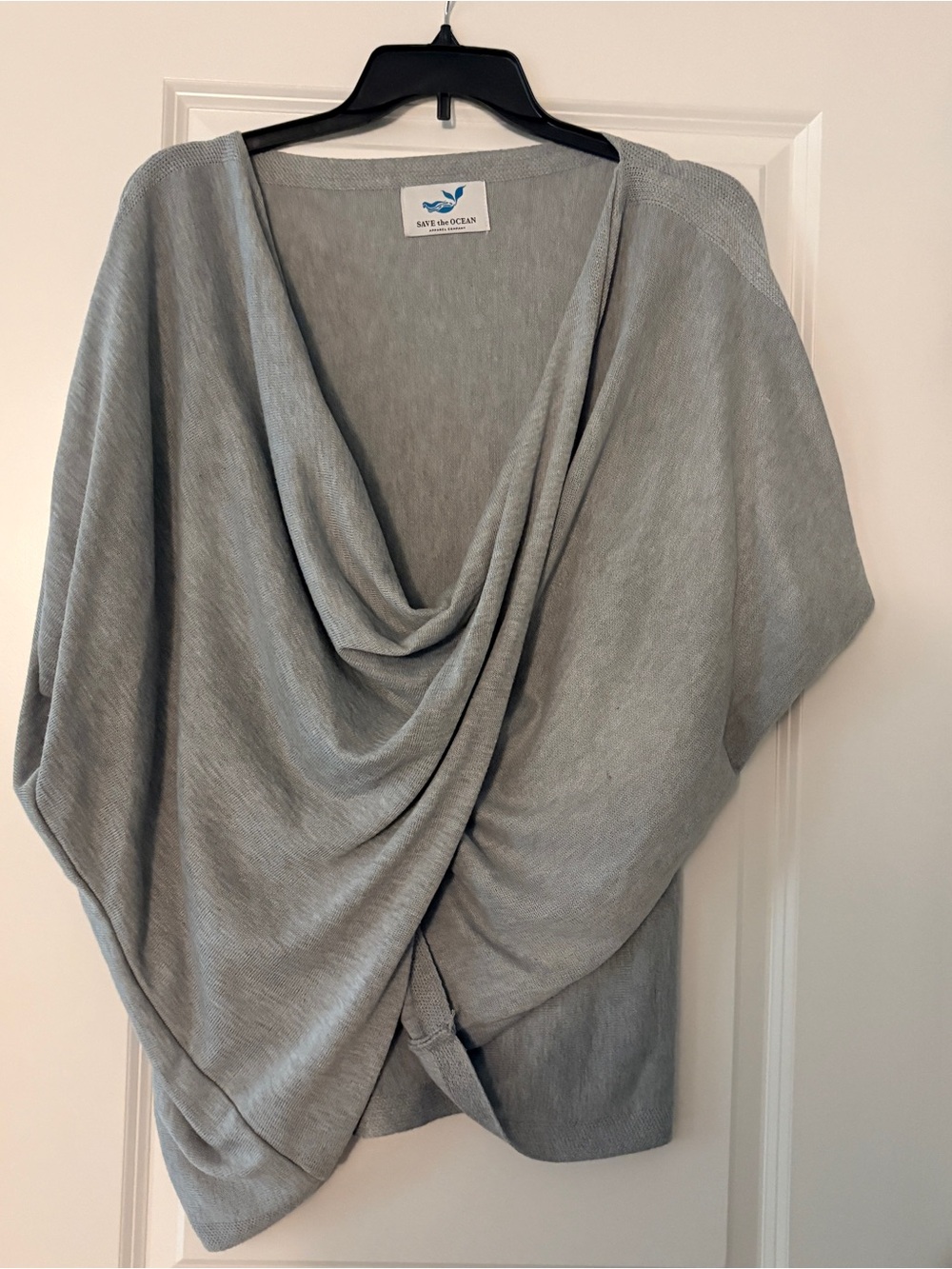 Save The Ocean Recycled Knit Twist Poncho - Light Gray